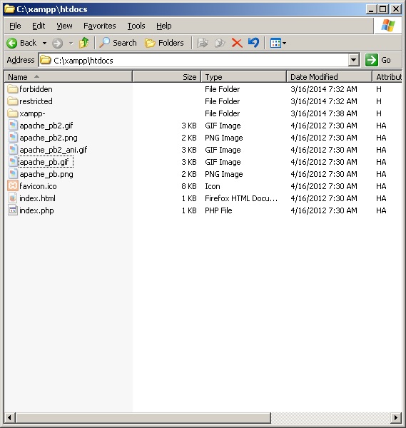 فایل های xampp مخفی شده