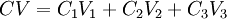 CV = C_1V_1 + C_2V_2 + C_3V_3