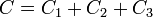 C = C_1 + C_2 + C_3